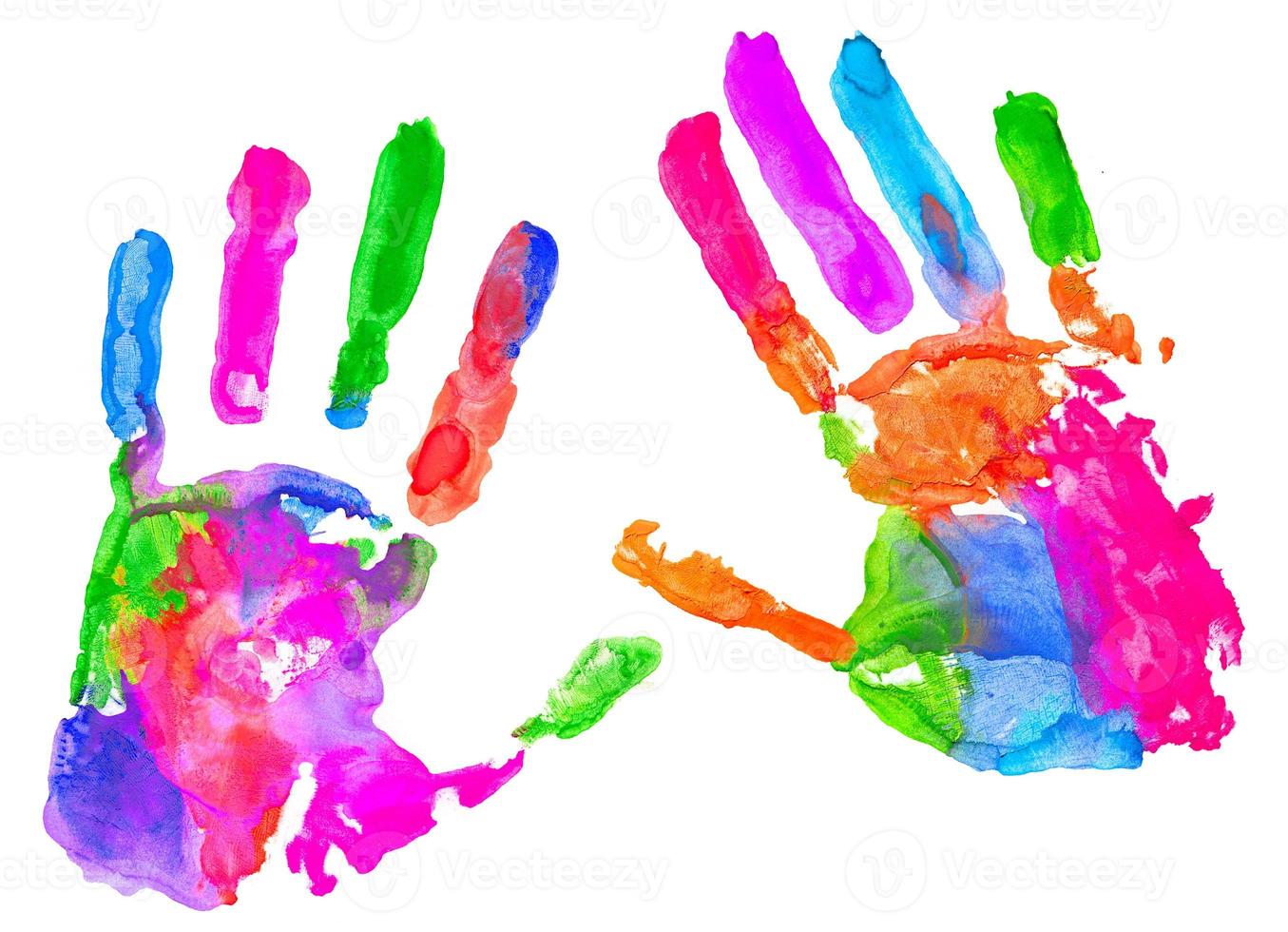 Multicolored hand print photo