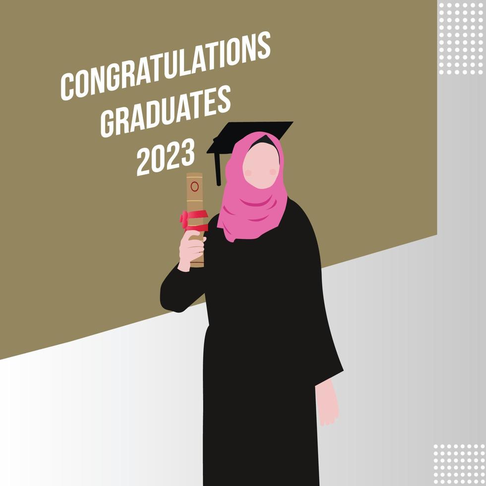 Happy Women's Day, Successful Muslim Woman on Graduation Day vector