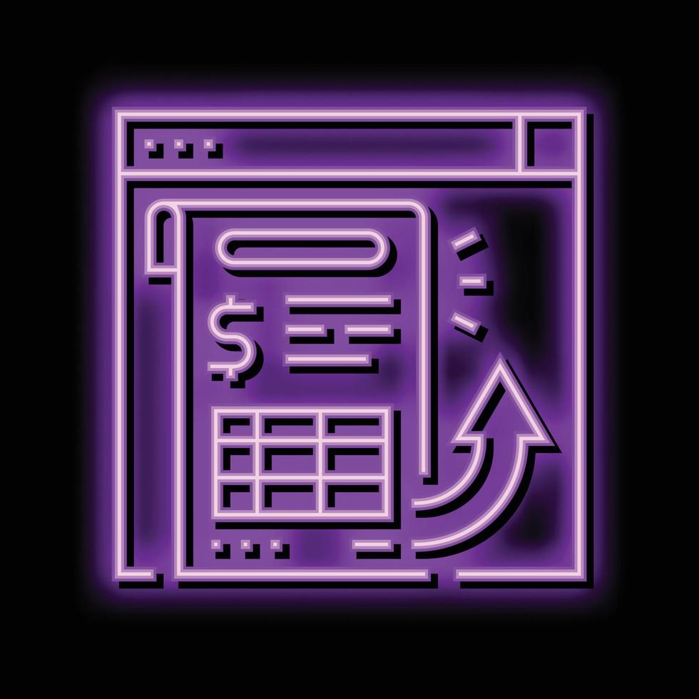 sending invoice neon glow icon illustration vector