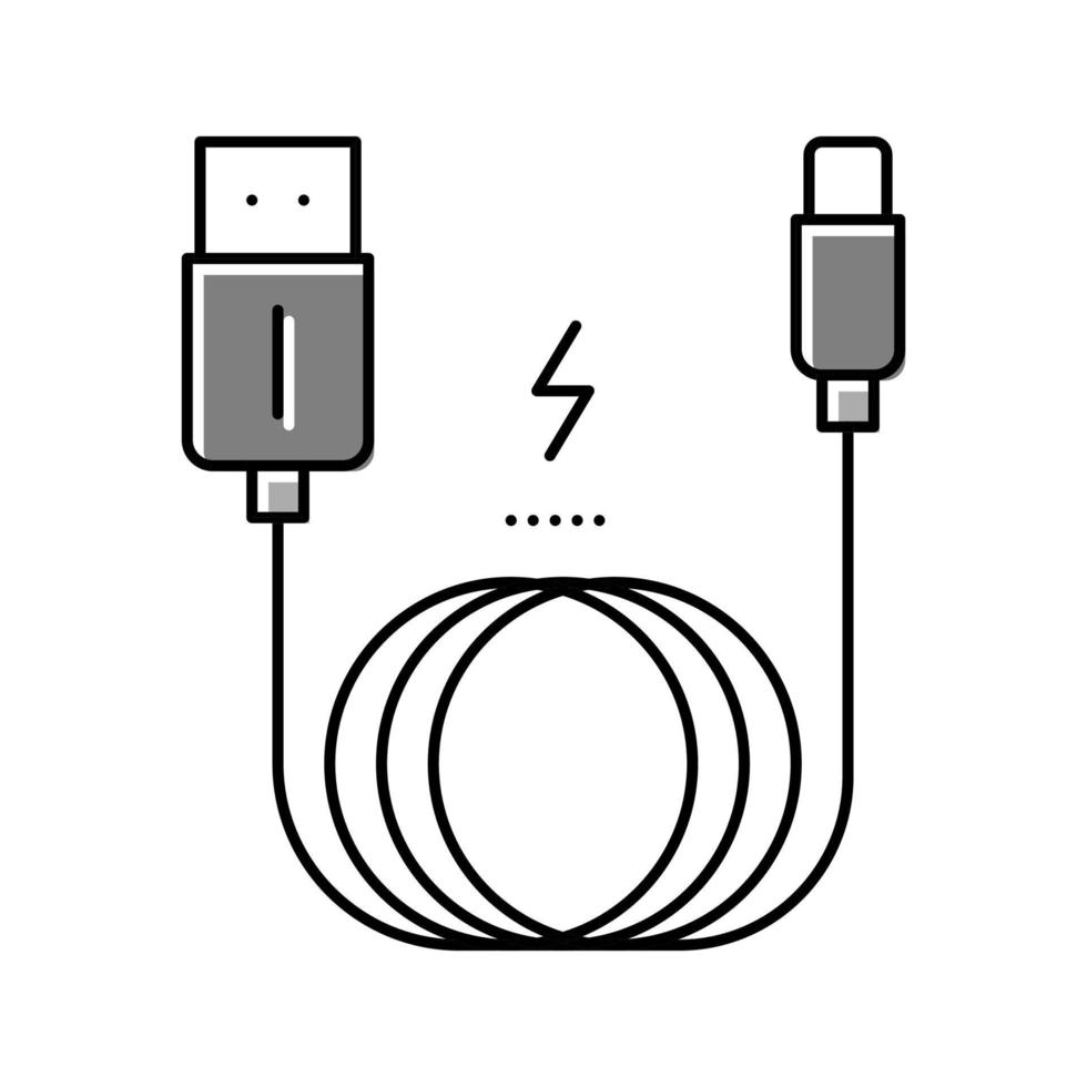 ilustración de vector de icono de color de cable de carga