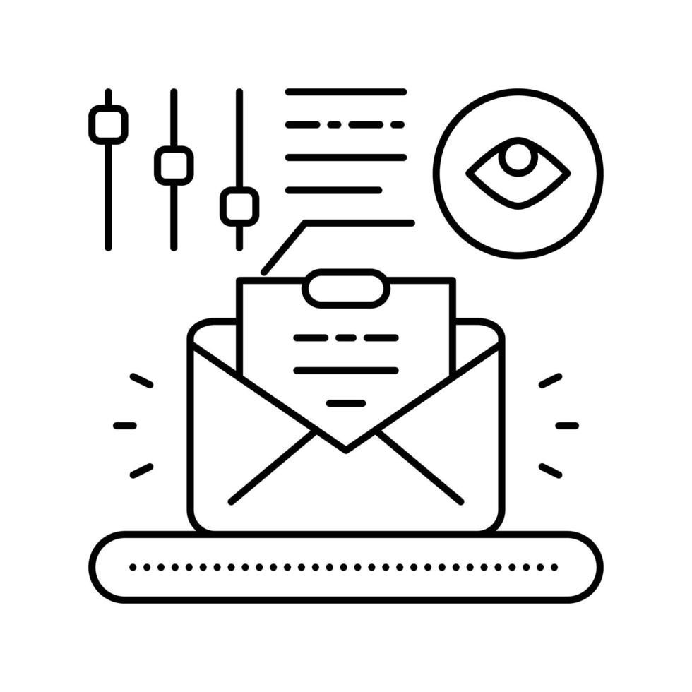 completamente administrado correo electrónico márketing línea icono vector ilustración