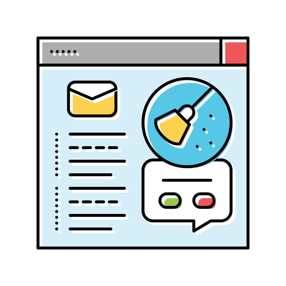 email list cleaning marketing color icon vector illustration