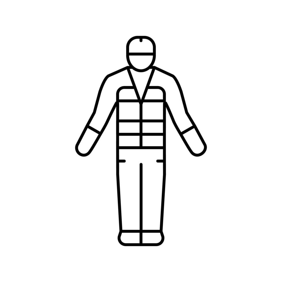 constructor en traje de seguridad línea icono vector ilustración