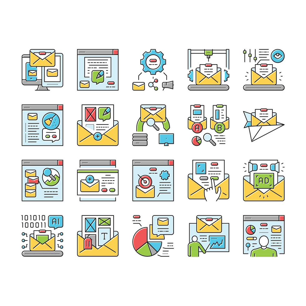 email marketing internet web icons set vector