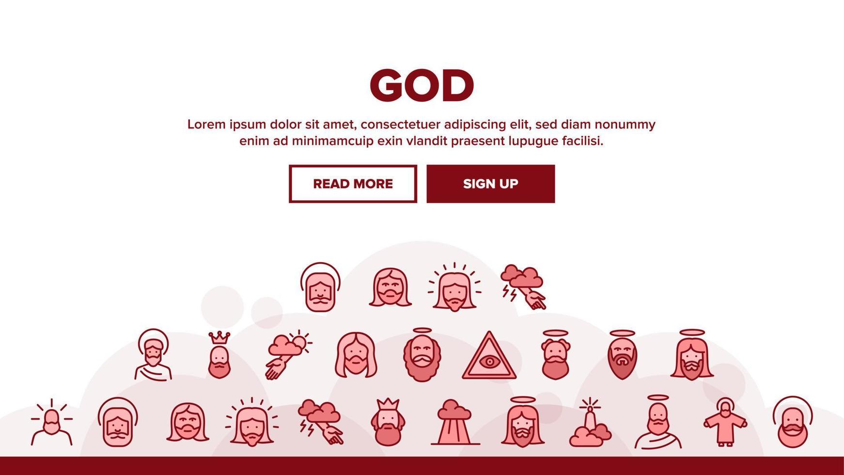 God Christian Religion Landing Header Vector