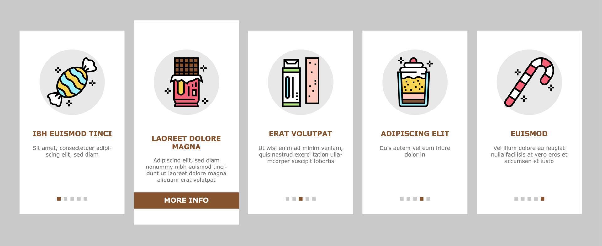 Candy Shop Product Onboarding Icons Set Vector