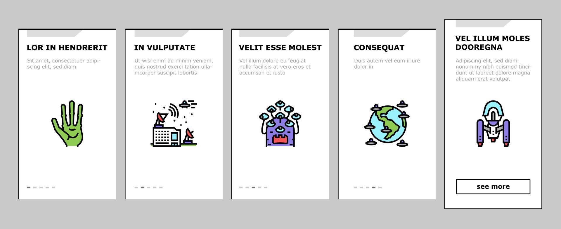 Ufo Guest Visiting Onboarding Icons Set Vector