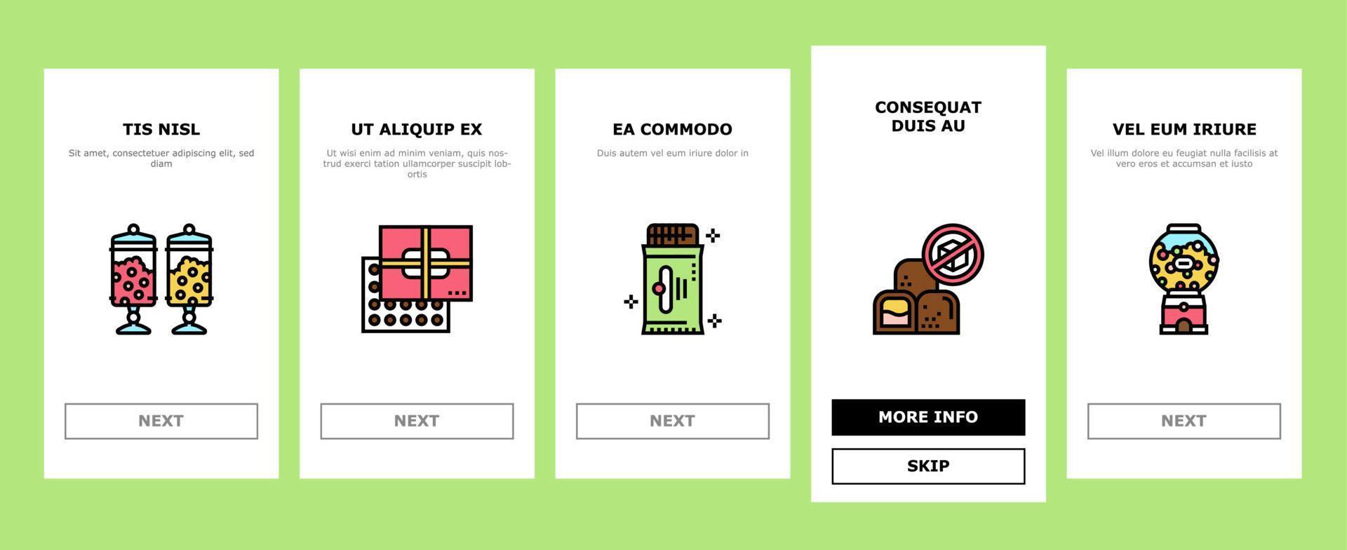 Candy Shop Product Onboarding Icons Set Vector