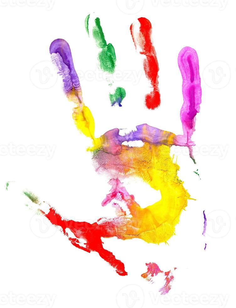 Hand print on white background. photo