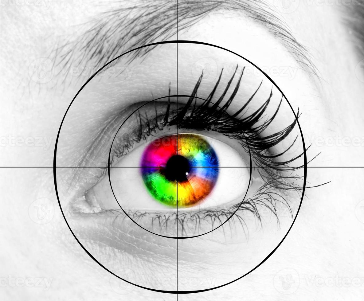 Human eye with target photo