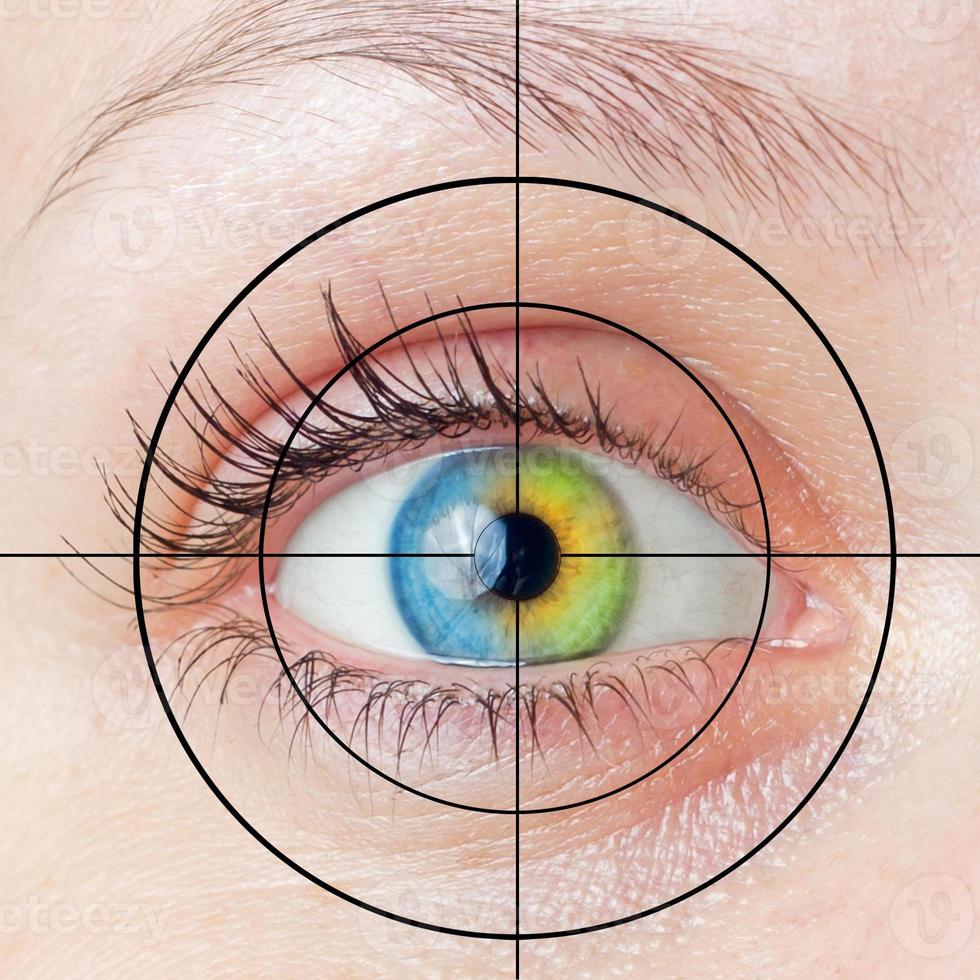 Human eye with target photo