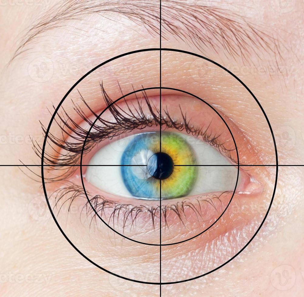 Human eye with target photo