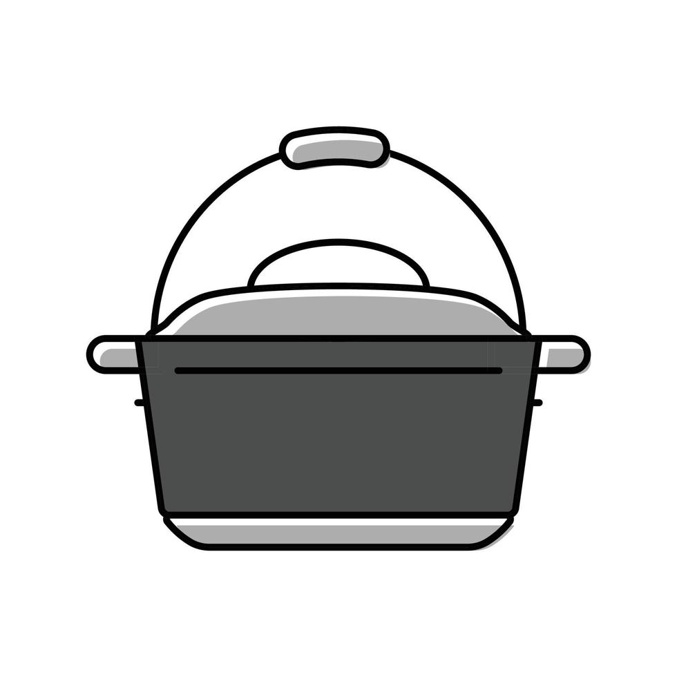 cast iron dutch oven kitchen cookware color icon vector illustration