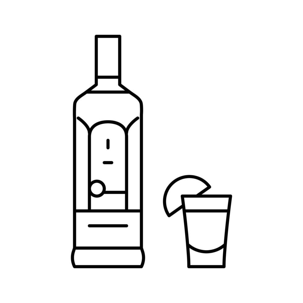 tequila drink bottle line icon vector illustration