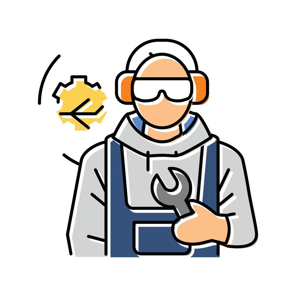 aircraft mechanic repair worker color icon vector illustration