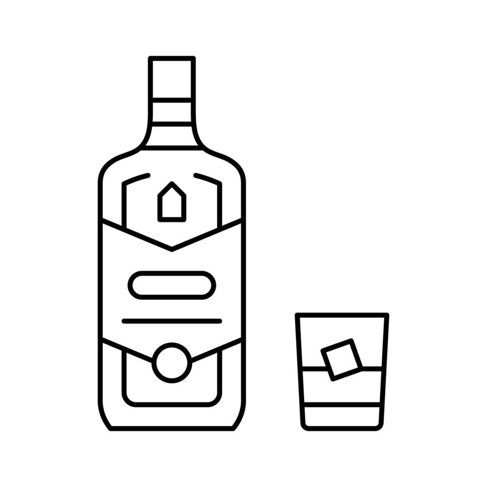 whiskey drink bottle line icon vector illustration