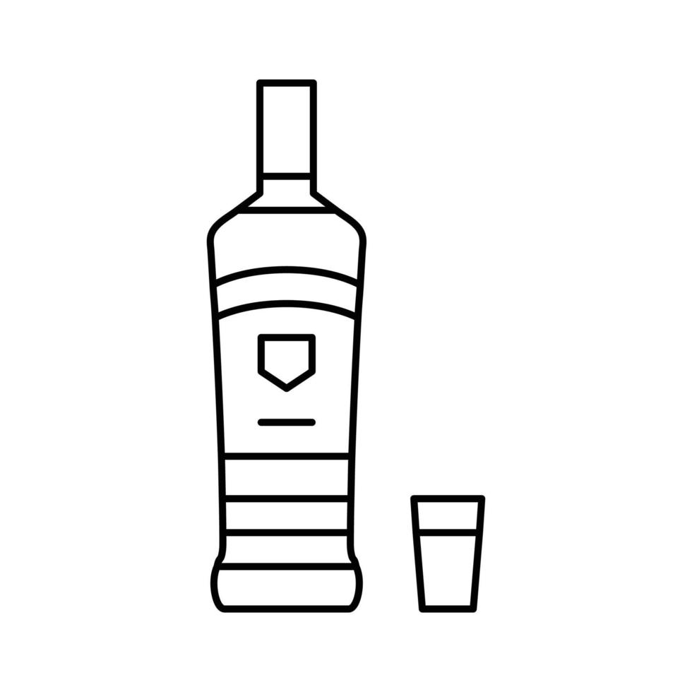 vodka bebida botella línea icono vector ilustración