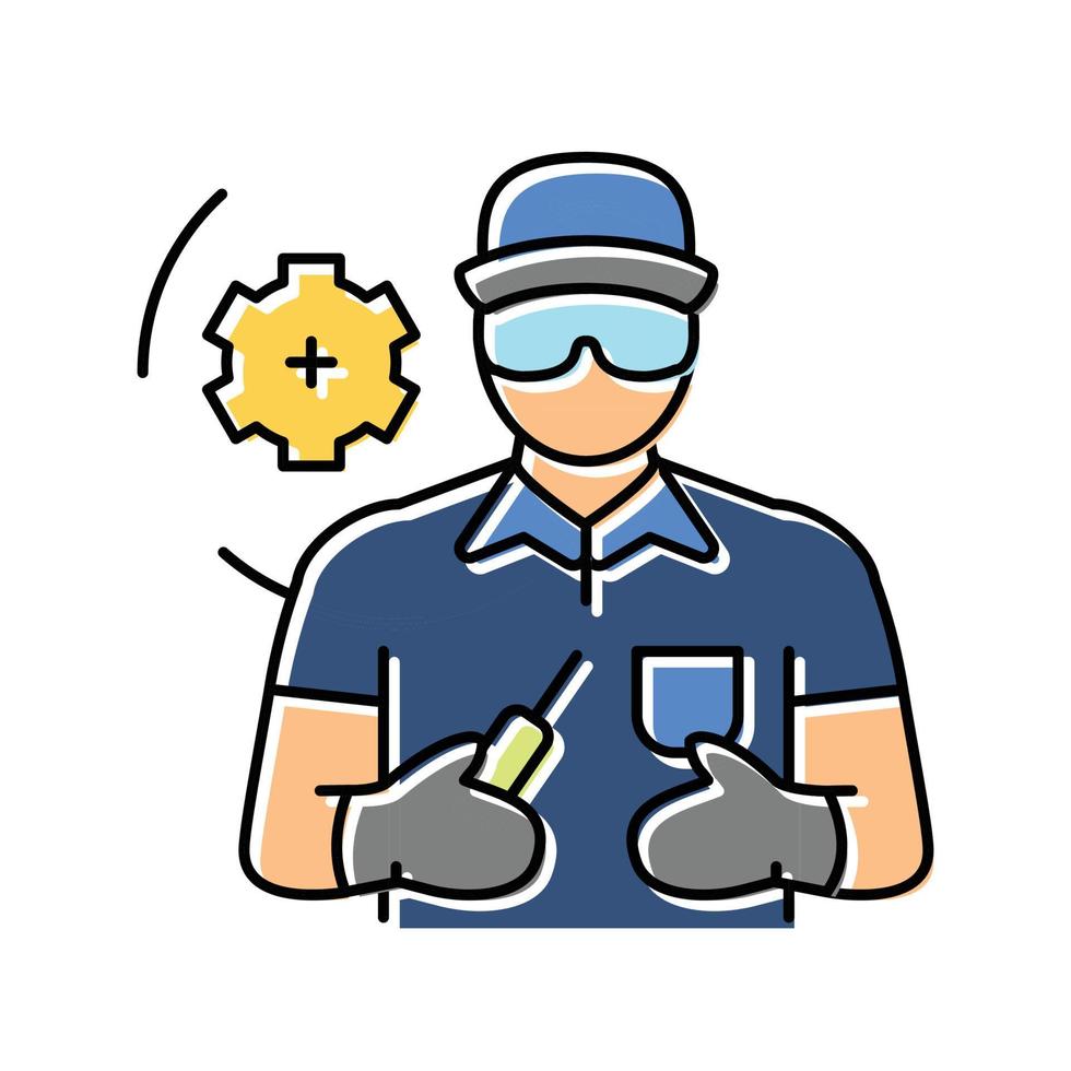 equipment service technician color icon vector illustration