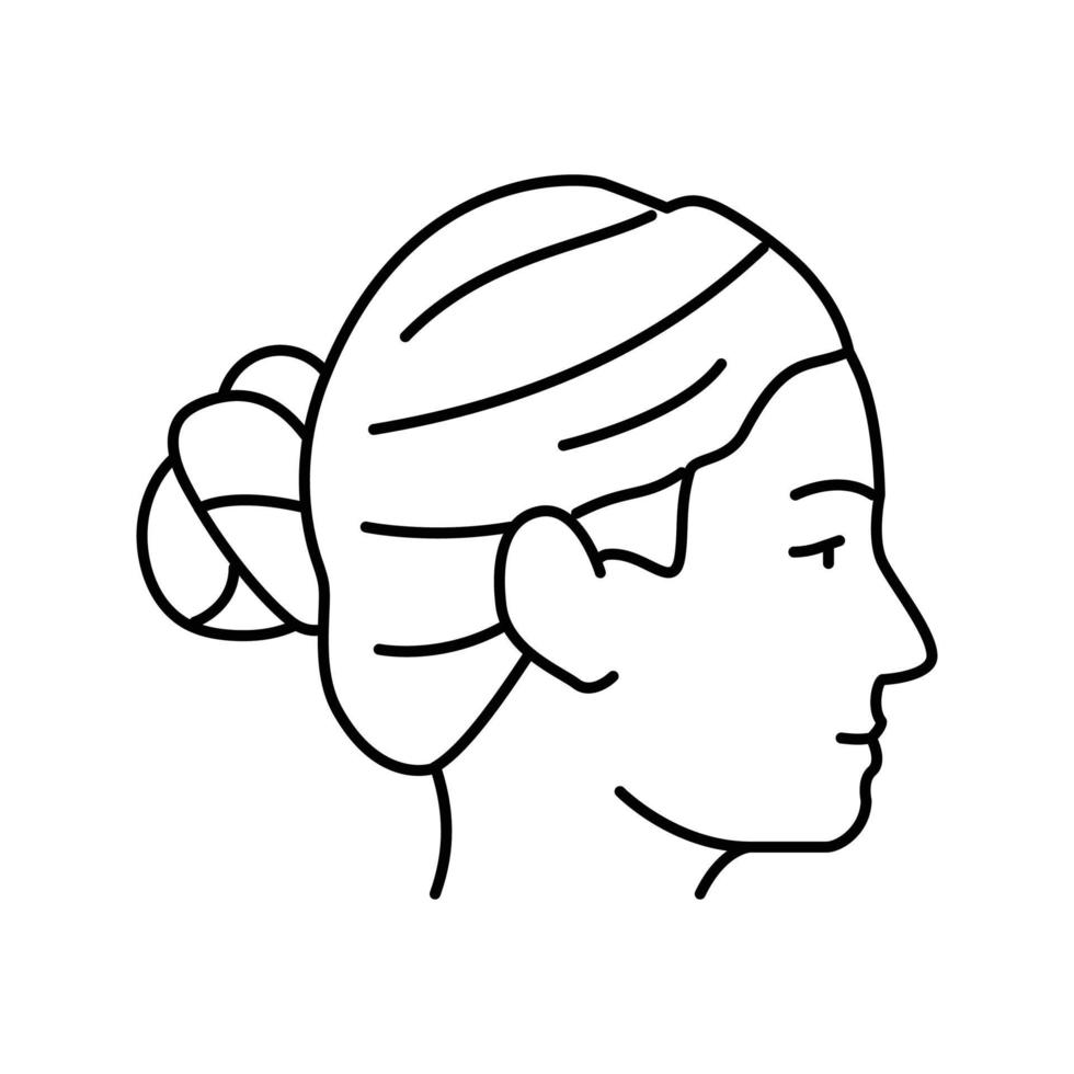 bollo peinado hembra línea icono vector ilustración