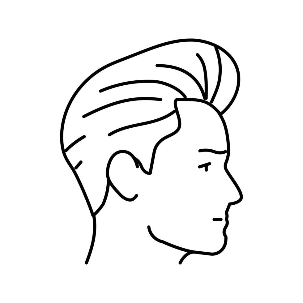 copete peinado masculino línea icono vector ilustración