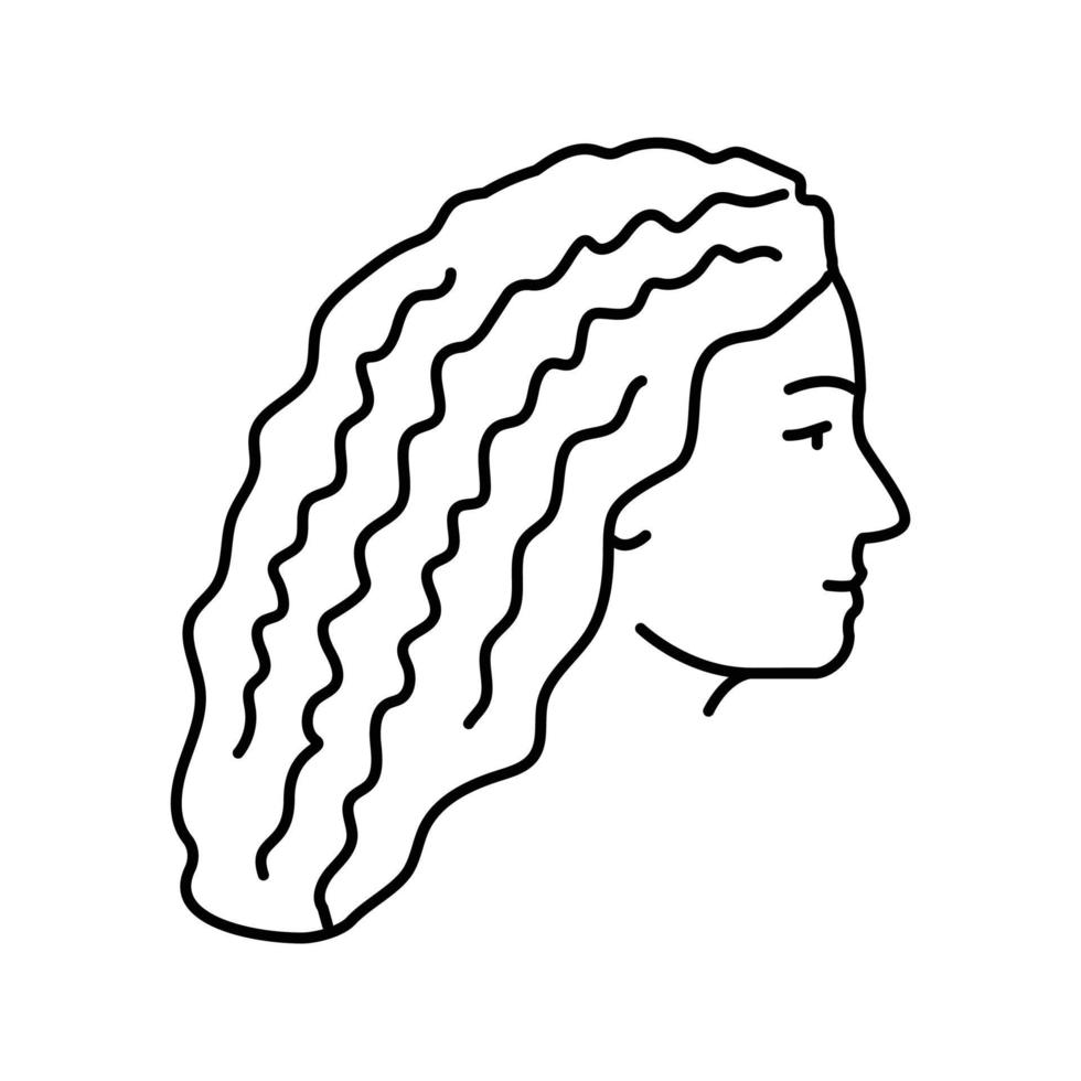 Rizado hembra peinado hembra línea icono vector ilustración