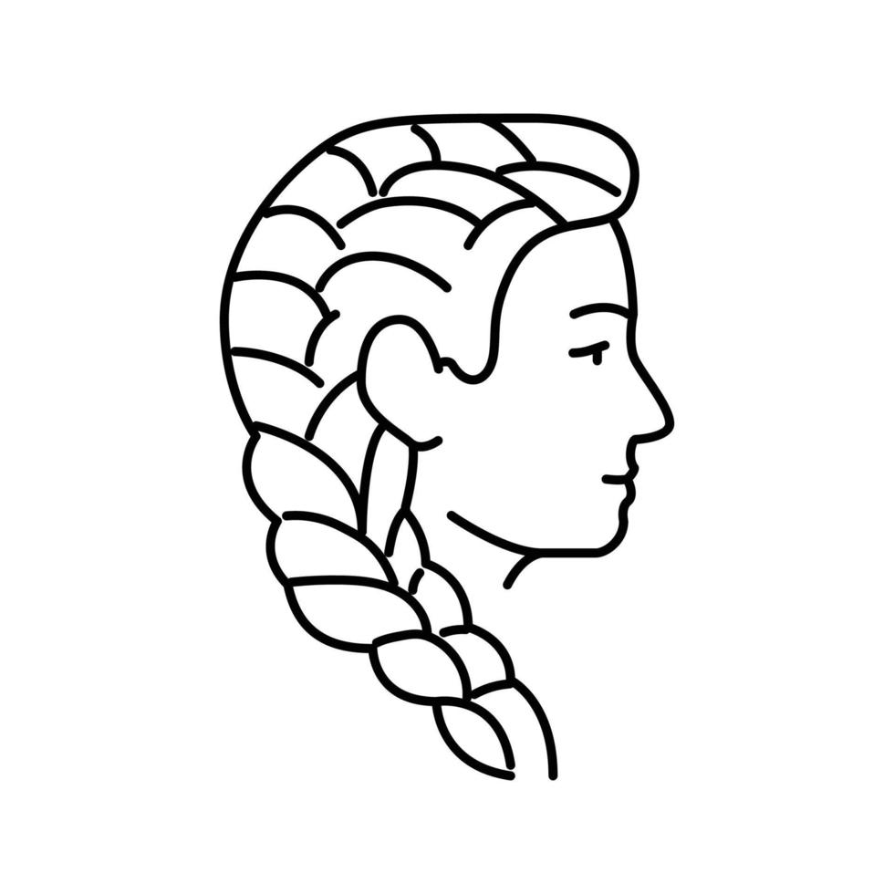 french braid hairstyle female line icon vector illustration