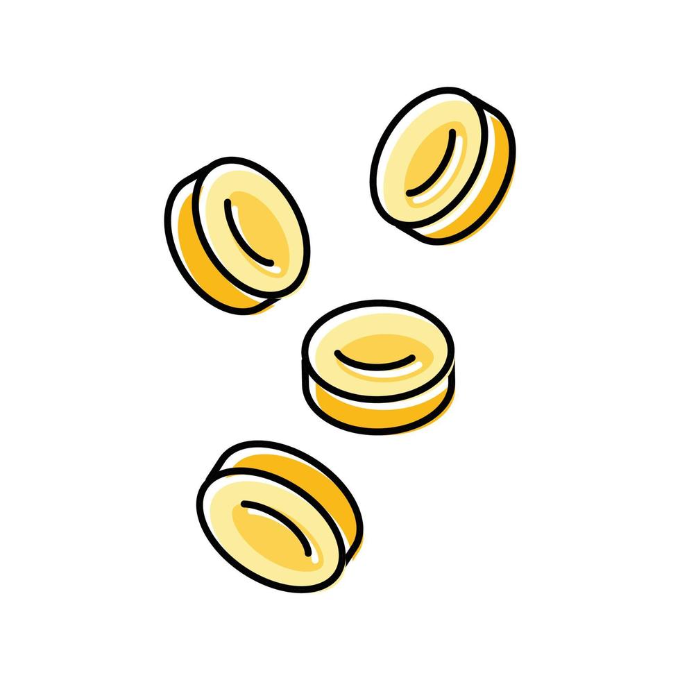moneda oro que cae color icono vector ilustración
