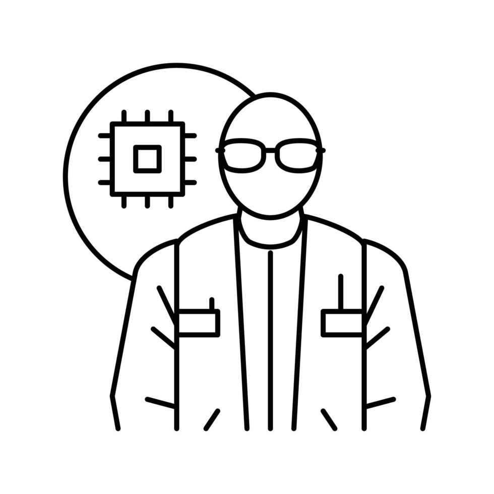 electronics engineer worker line icon vector illustration
