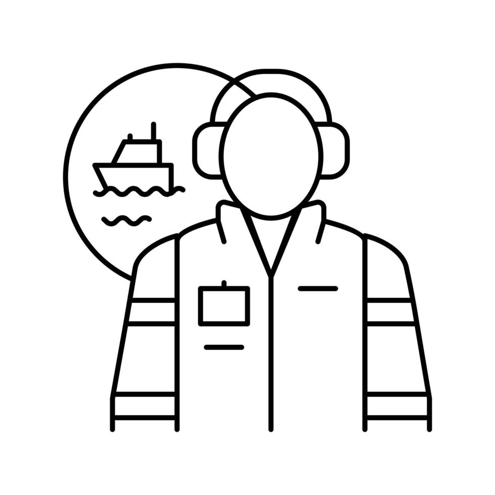 marine engineer worker line icon vector illustration