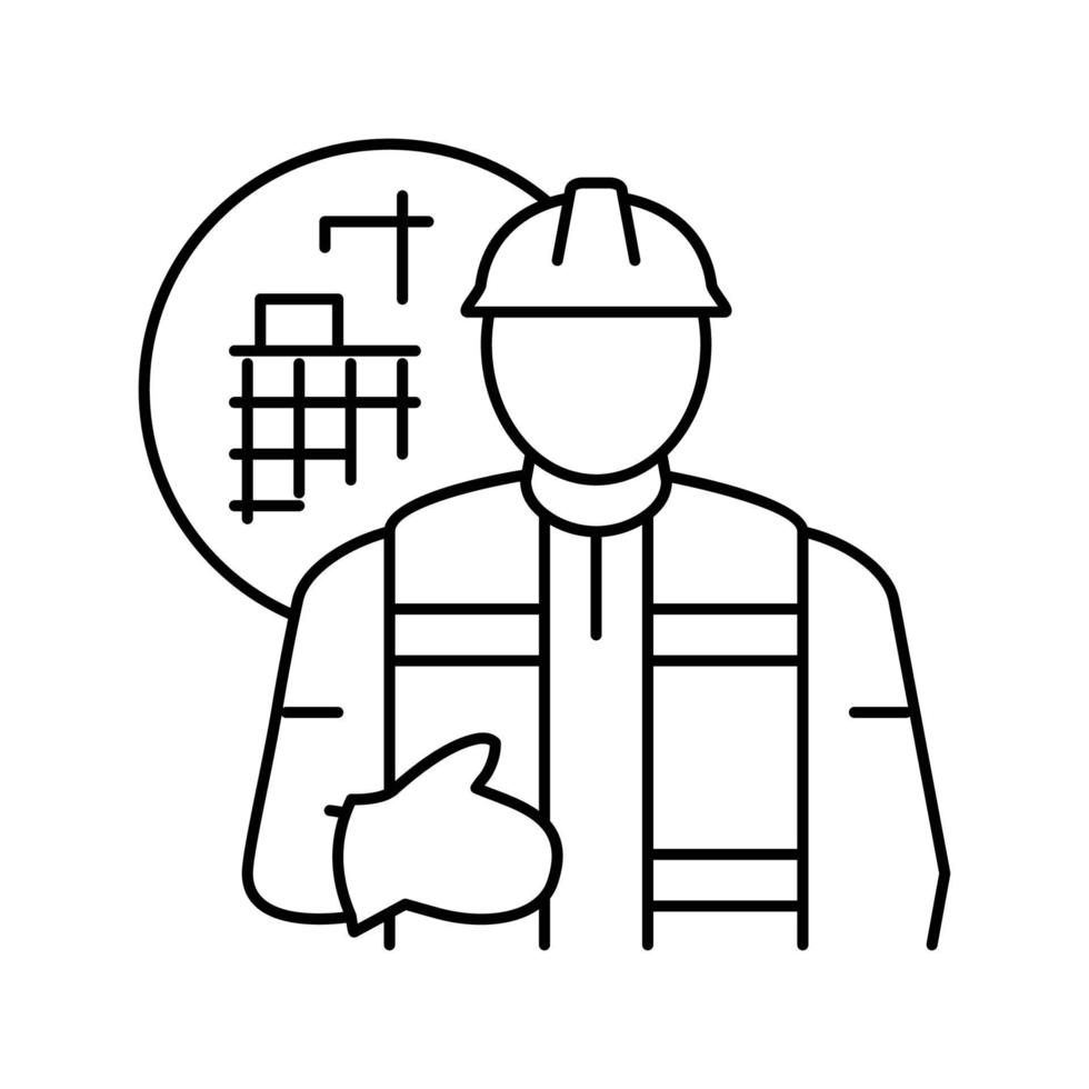 ingeniero construcción línea icono vector ilustración