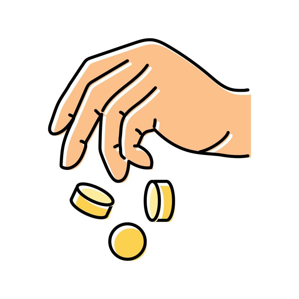 salary coin hand color icon vector illustration