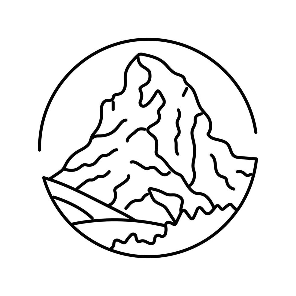 winter mountain landscape line icon vector illustration