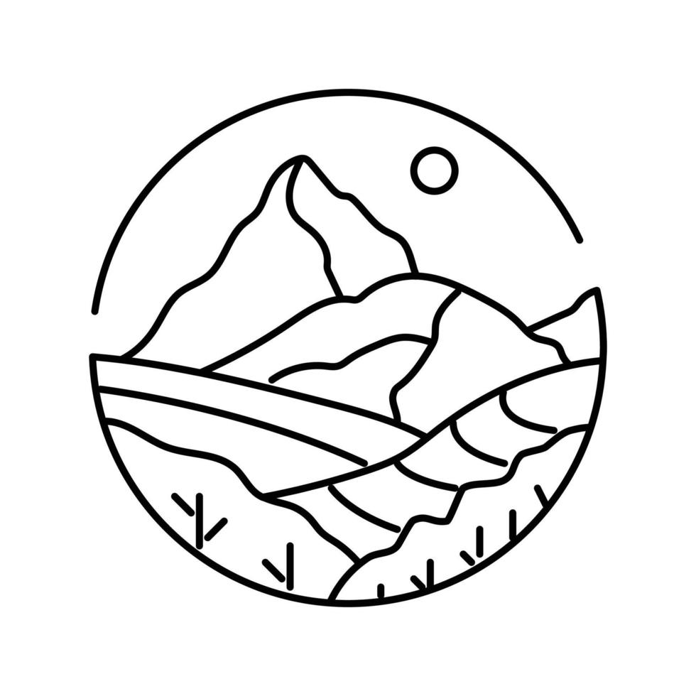 map mountain landscape line icon vector illustration