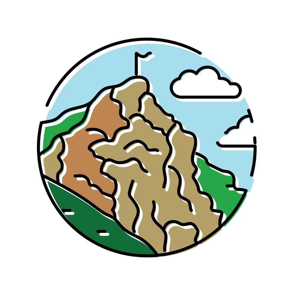 alto montaña paisaje color icono vector ilustración