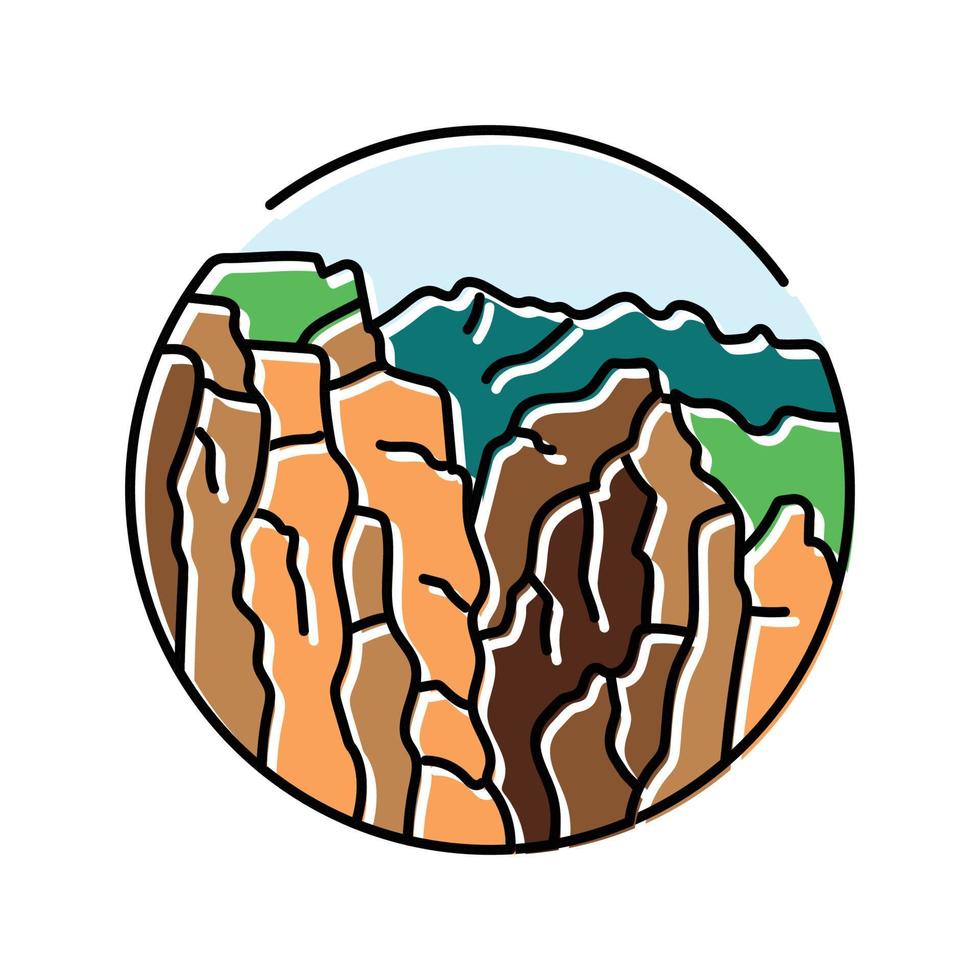 climbing mountain landscape color icon vector illustration