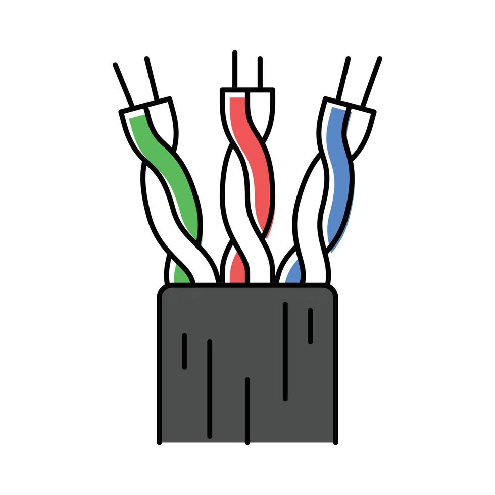 lan cable wire color icon vector illustration