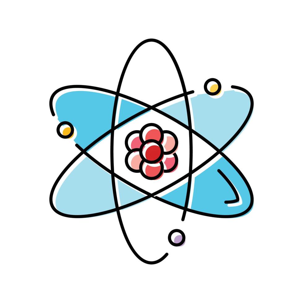 átomo química color icono vector ilustración