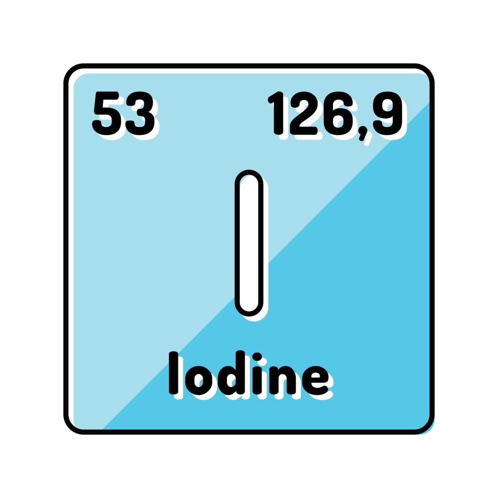 iodine chemical element color icon vector illustration