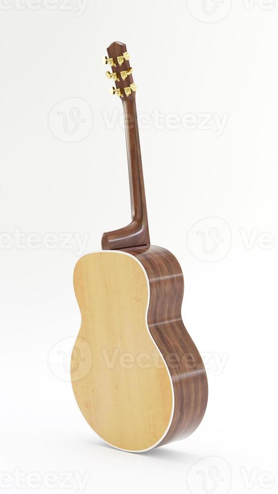 3D Rendering Back of Classic Guitar on White Background photo