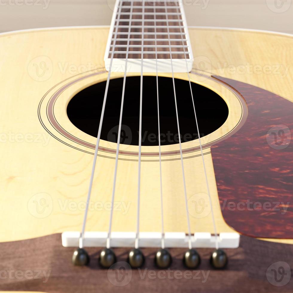3D Rendering Classic Guitar Strings Close up, CLassic Guitar Str photo