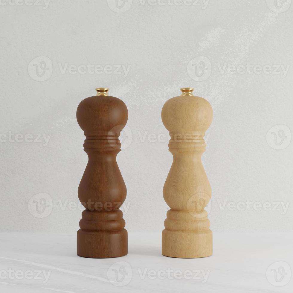 3D Rendering Wood Pepper Grinder photo