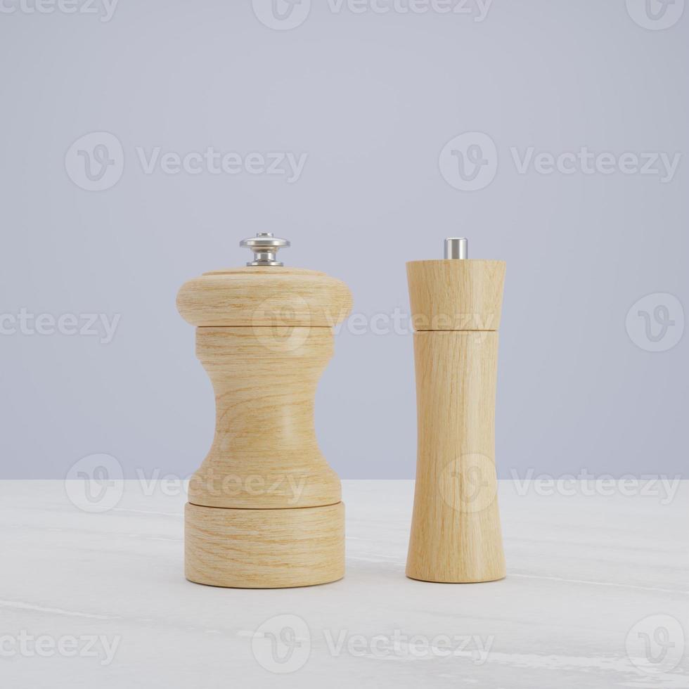 3D Rendering Wood Pepper Grinder photo