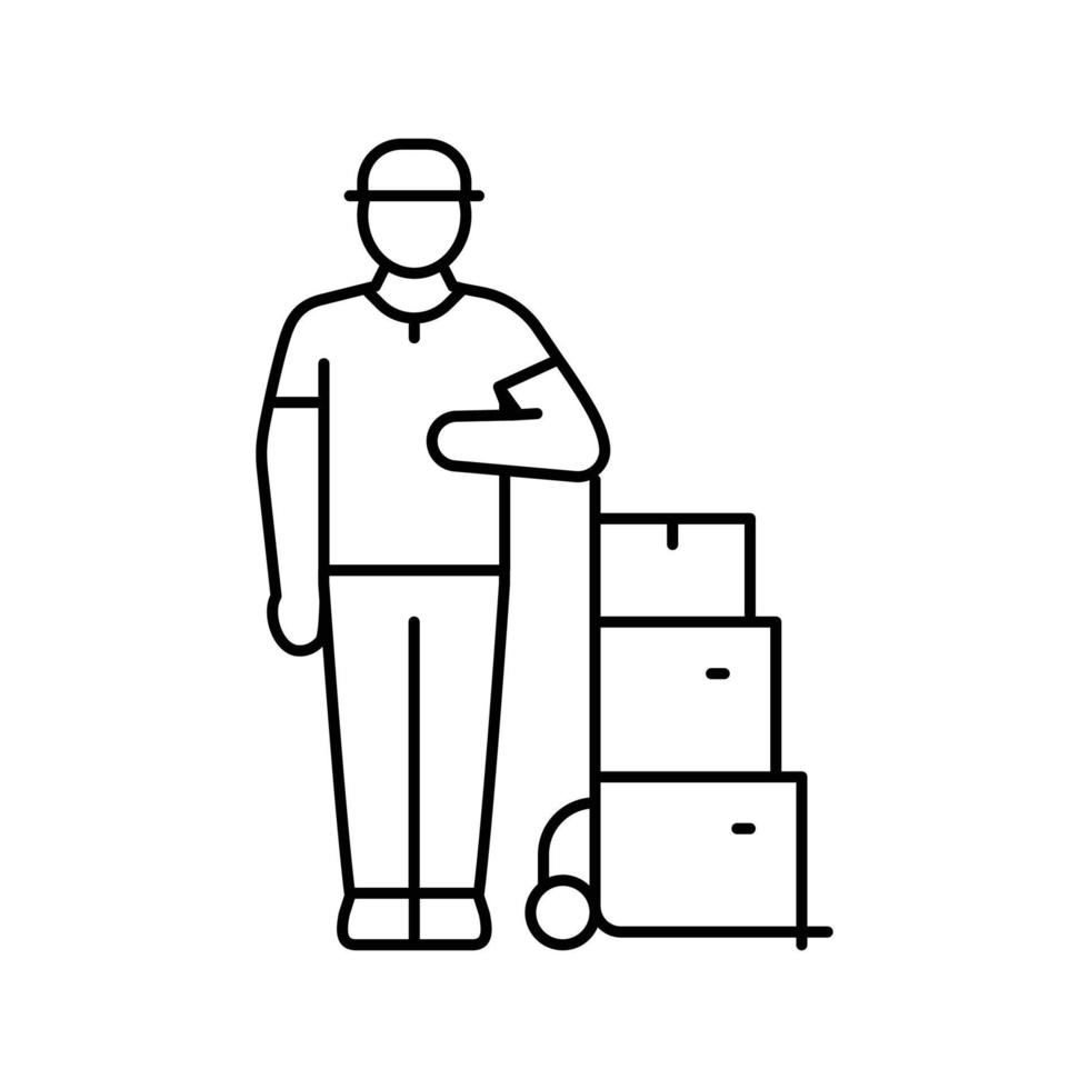 logístico mensajero línea icono vector ilustración