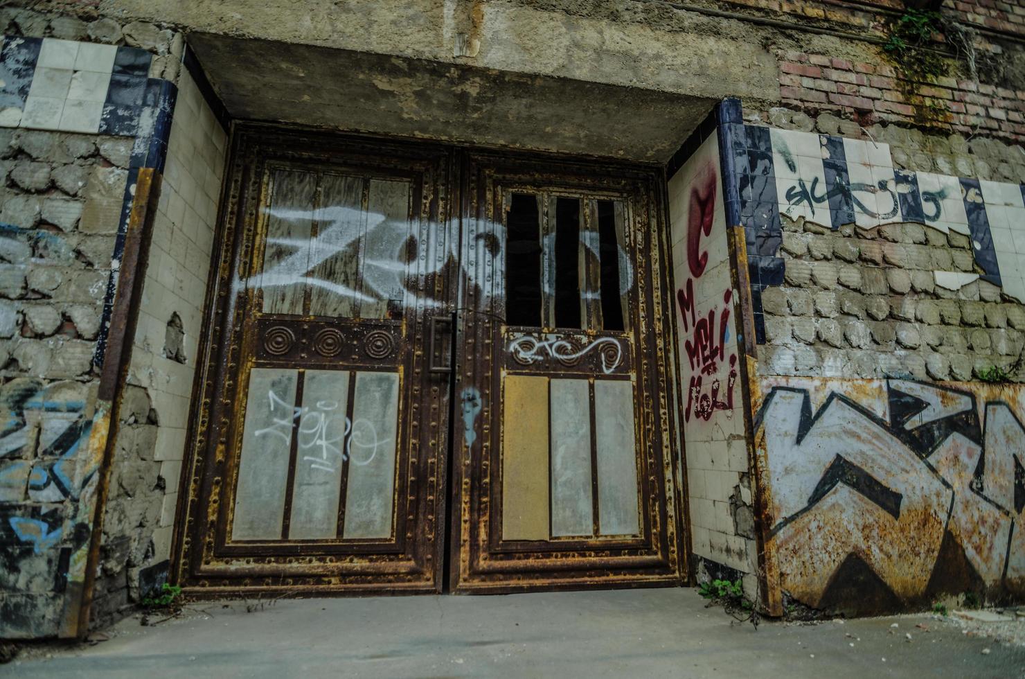 iron gate at old factory photo