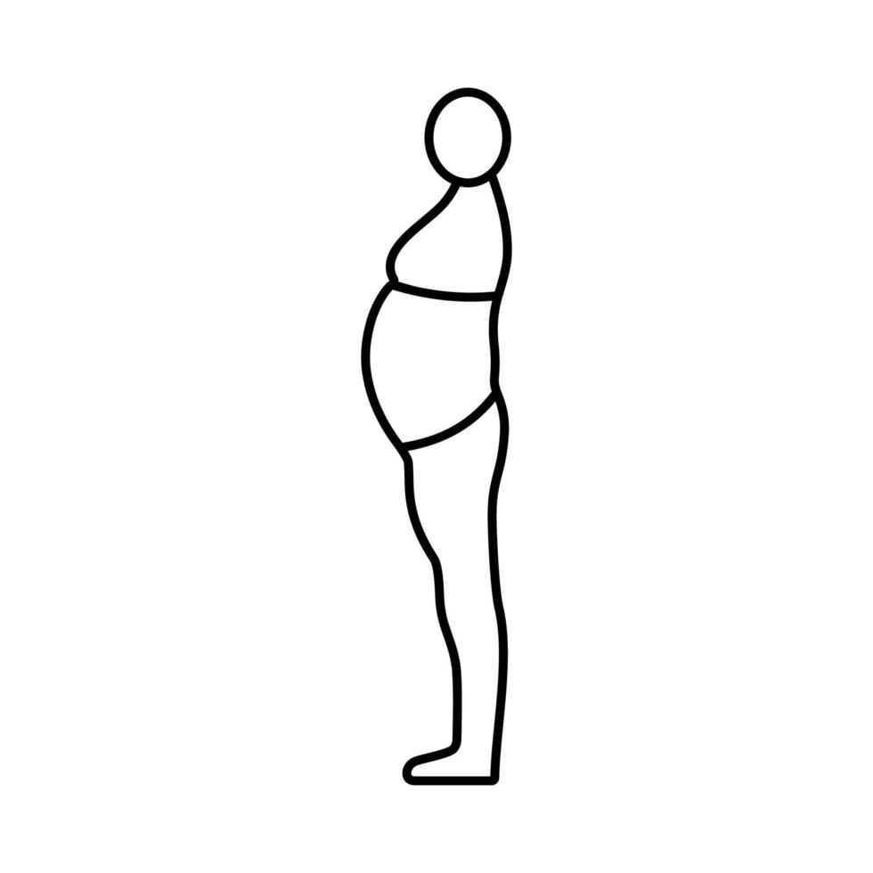 inactividad grande estómago cuerpo tipo línea icono vector ilustración