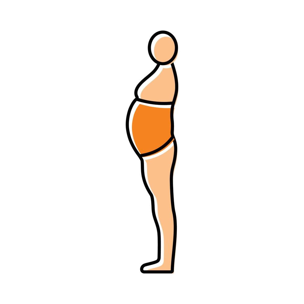 inactividad grande estómago cuerpo tipo color icono vector ilustración