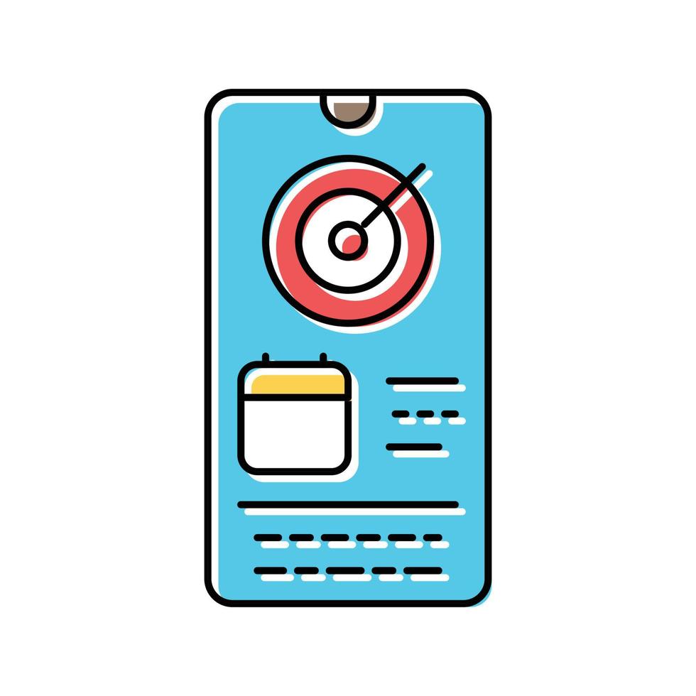 goal tracking app color icon vector illustration