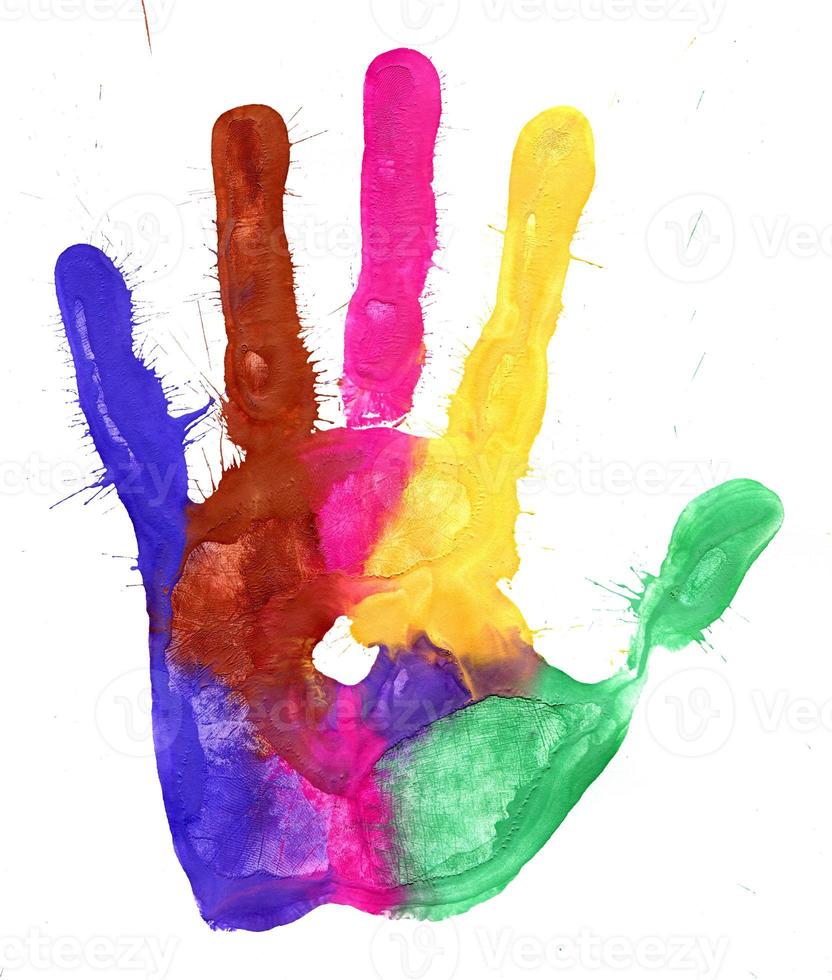 Hand print on white background photo