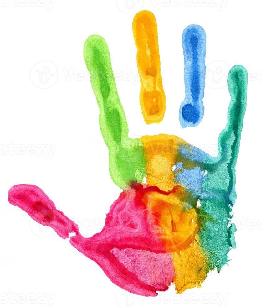 Hand print on white background photo