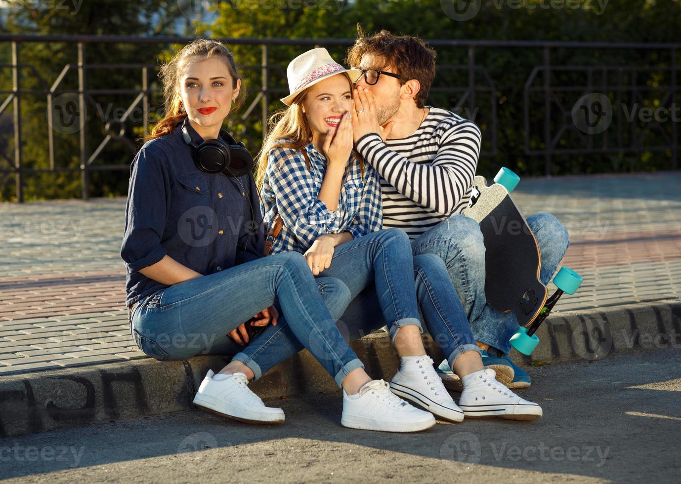 Smiling friends having fun outdoors photo